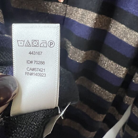 NEW LOFT Womens L Blue Metallic Stripe Cardigan Sweater Button Front Long Sleeve - Picture 7 of 11